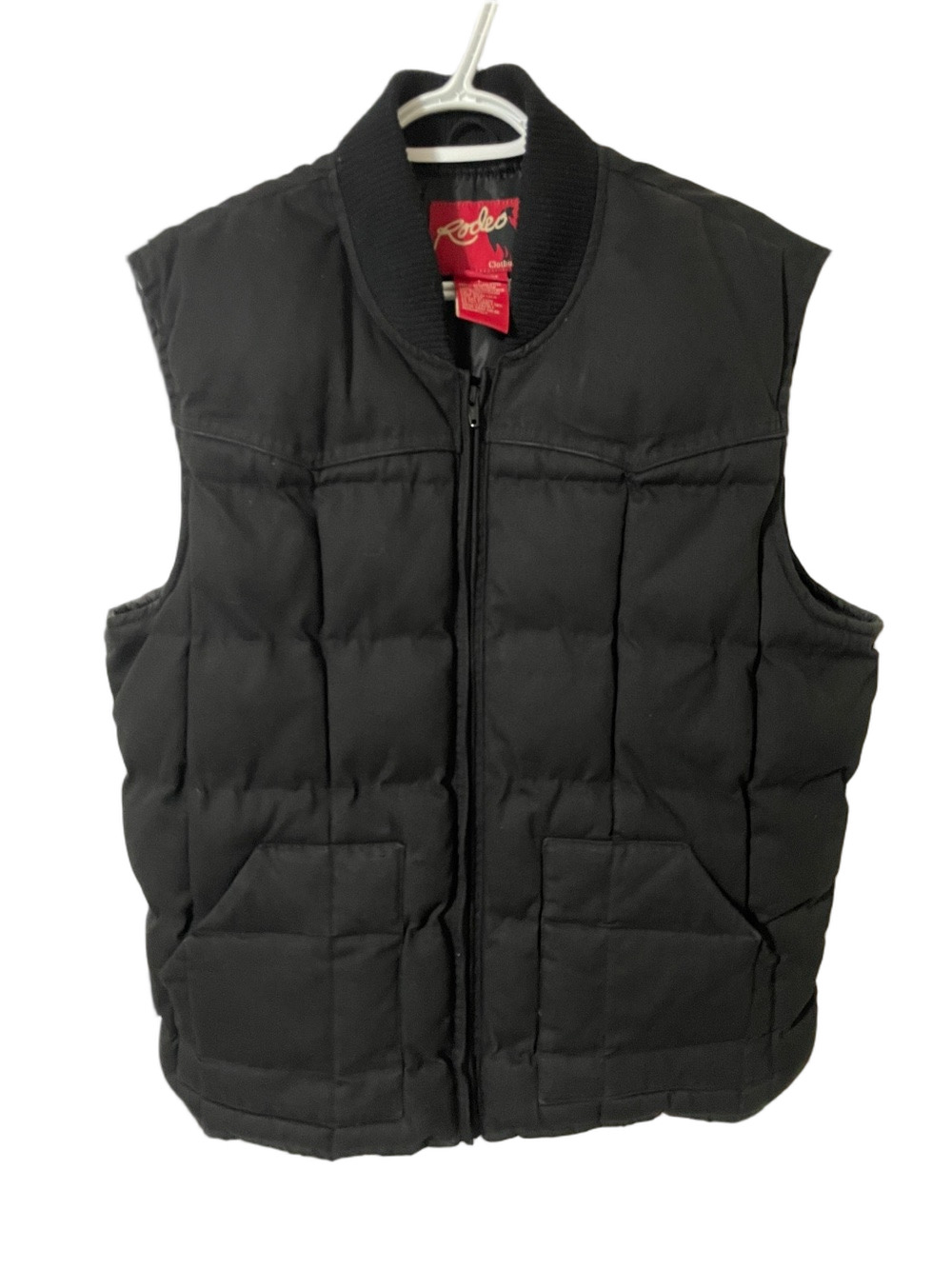 Rodeo Clothing Black Western Down Fill Quilted Puffer Vest Size Large